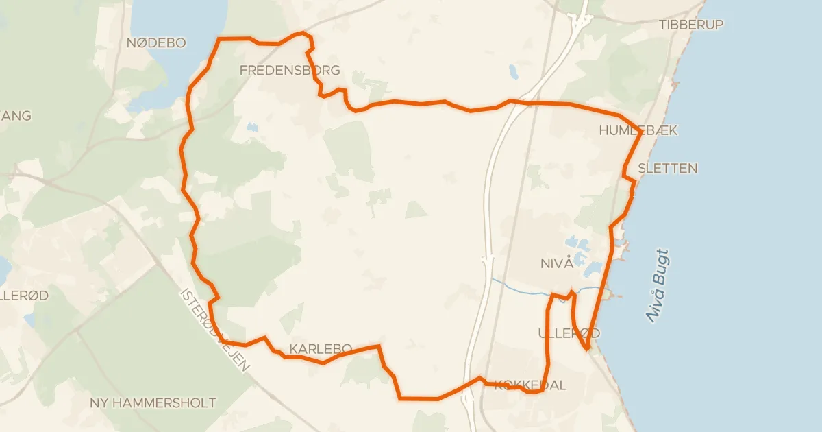 Kaart van de fietsroute Dronningerunden