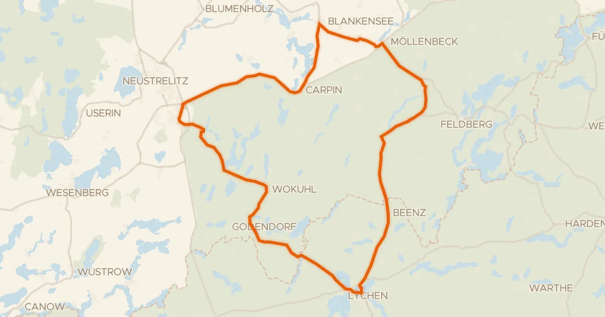 Map of the cycling route Rondje Comthureyer Berg en Feldberger Seenlandschaft