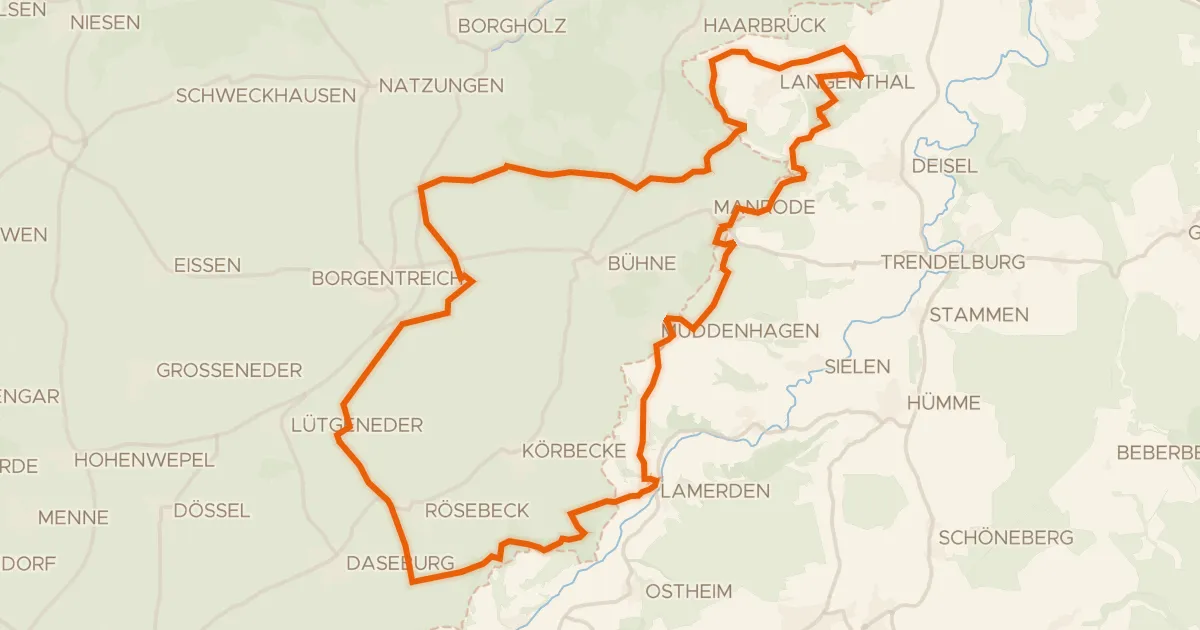 Kaart van de fietsroute Rondje Schwiemelkopf en Rösebecker Bruch