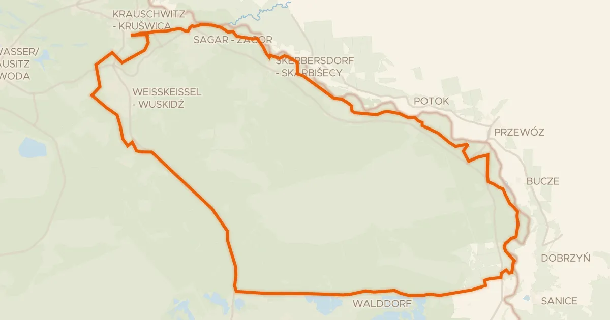 Kaart van de fietsroute Rondje Hammerlugk en Sorbisches Siedlungsgebiet