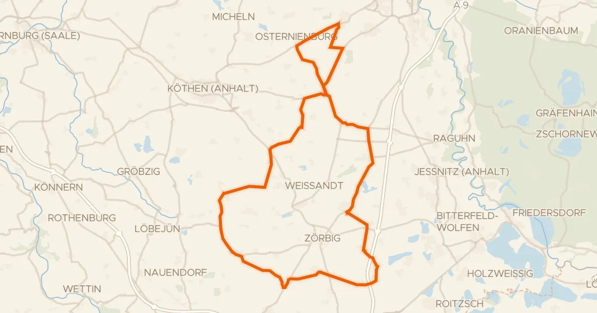 Kaart van de fietsroute Rondje Schloß Ostrau en Brambach