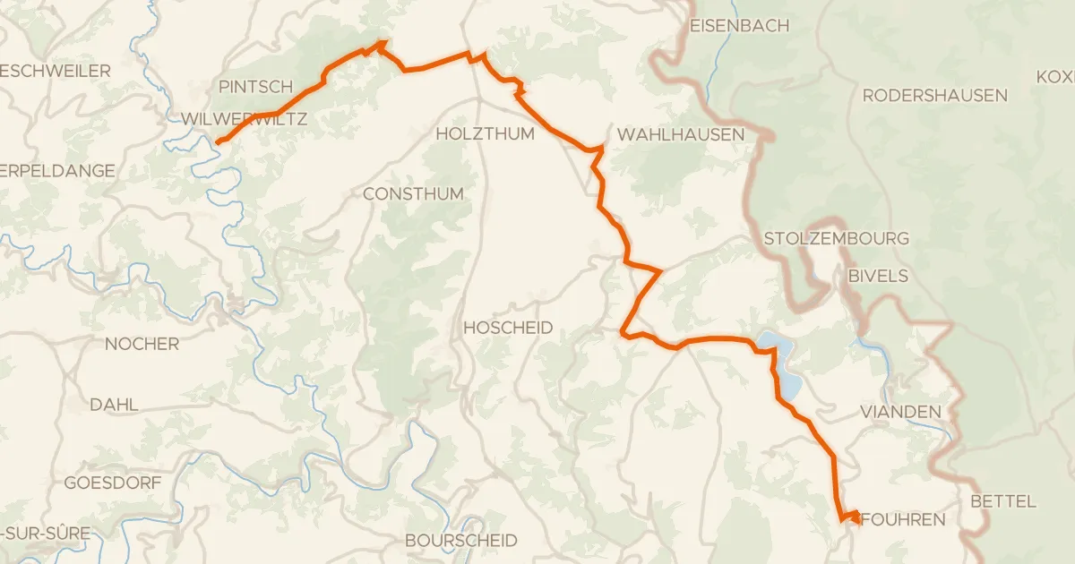 Map of the cycling route Piste cyclable des Ardennes