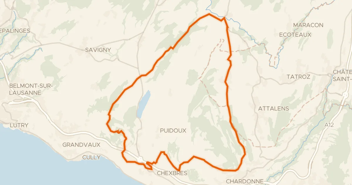 Map of the cycling route Tour du Mont Pélerin
