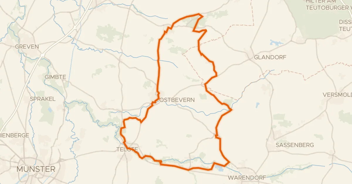 Kaart van de fietsroute Rondje Klatenberge en Beveraue