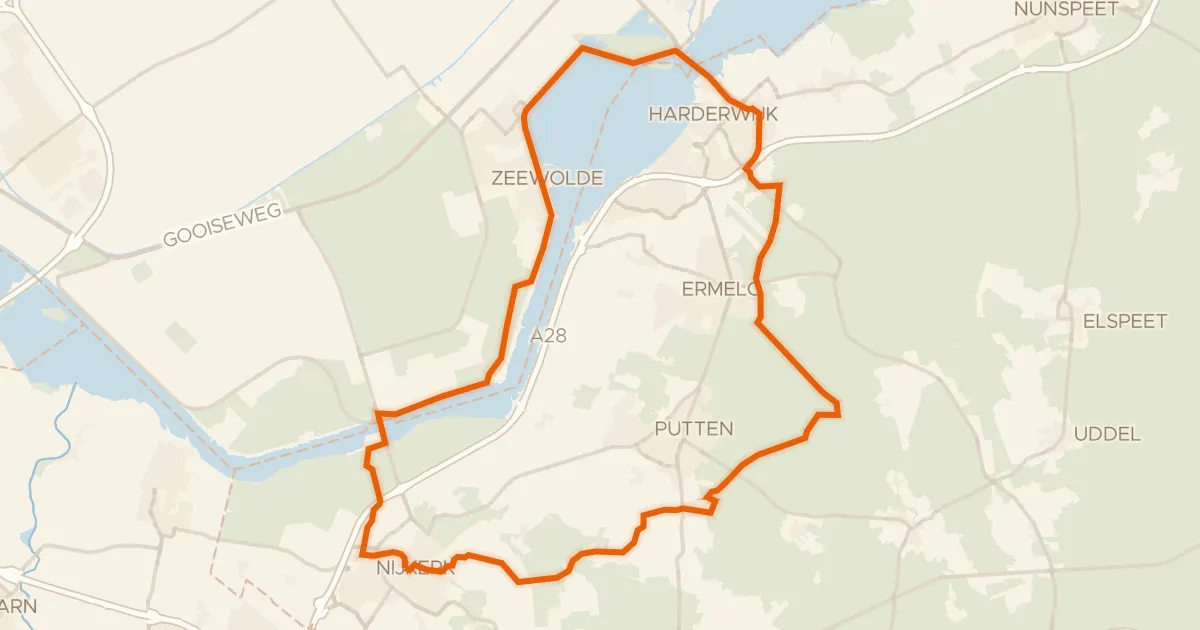 Map of the cycling route Rondje Arkemheen en Nuldernauw