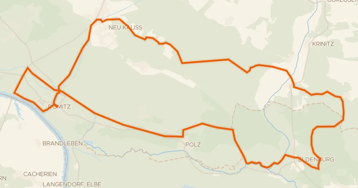 Map of the cycling route Rondje Festung Dömitz en Elbe