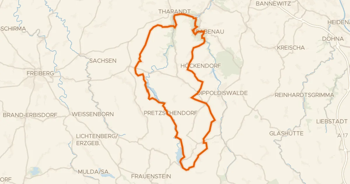 Kaart van de fietsroute Rondje Schloss Reichstädt en Rabenauer Grund
