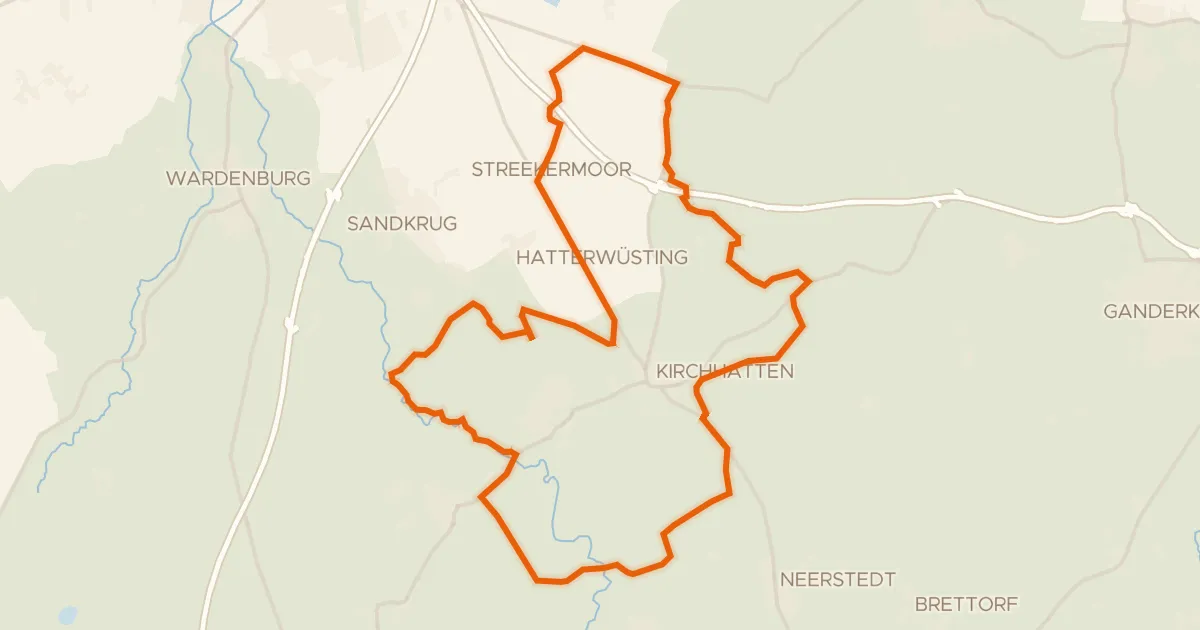 Kaart van de fietsroute Rondje Hunte en Hatter Holz
