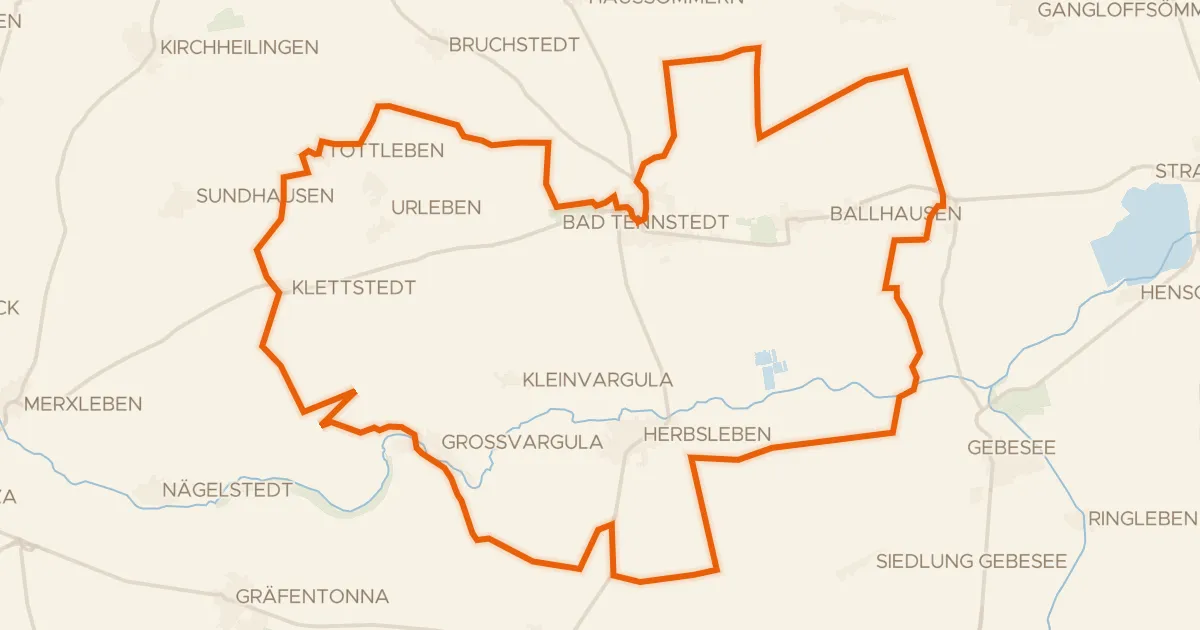 Kaart van de fietsroute Rondje Bruchwiesen bei Bad Tennstedt en Unstrut