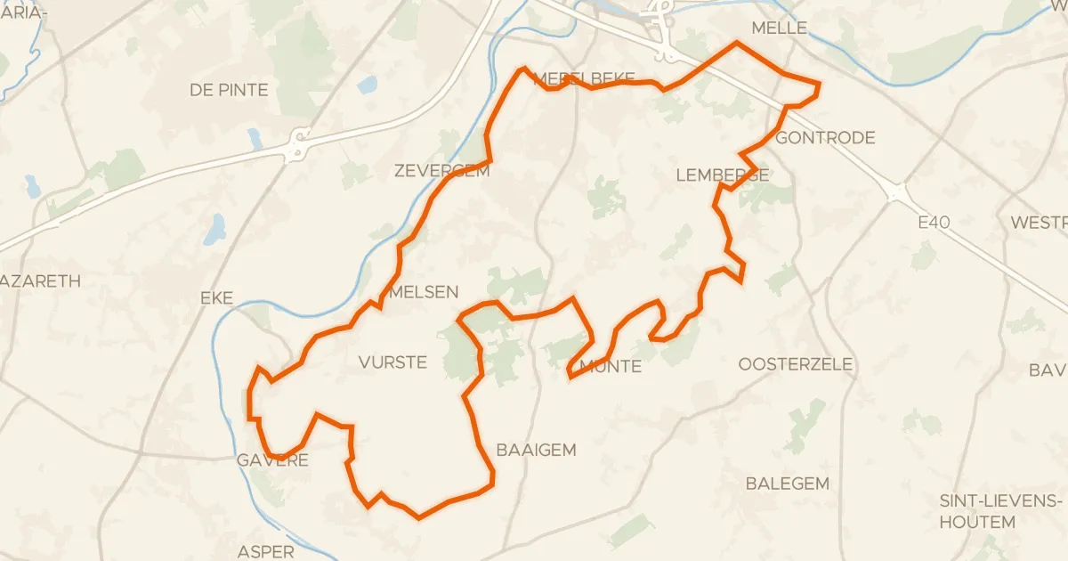 Kaart van de fietsroute Rodelandroute 1