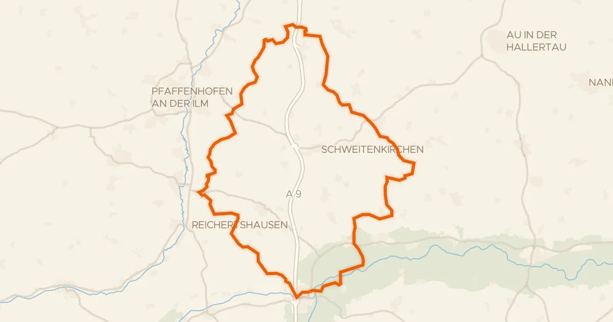 Kaart van de fietsroute Rondje Ampertal en Glonn