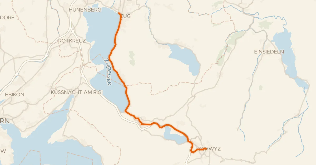 Map of the cycling route Säuliamt-Schwyz