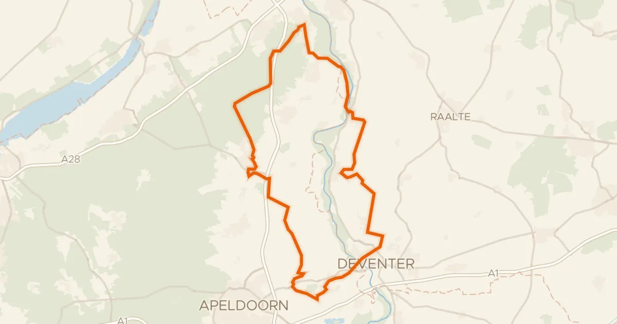 Kaart van de fietsroute Rondje Molecaten en IJssel