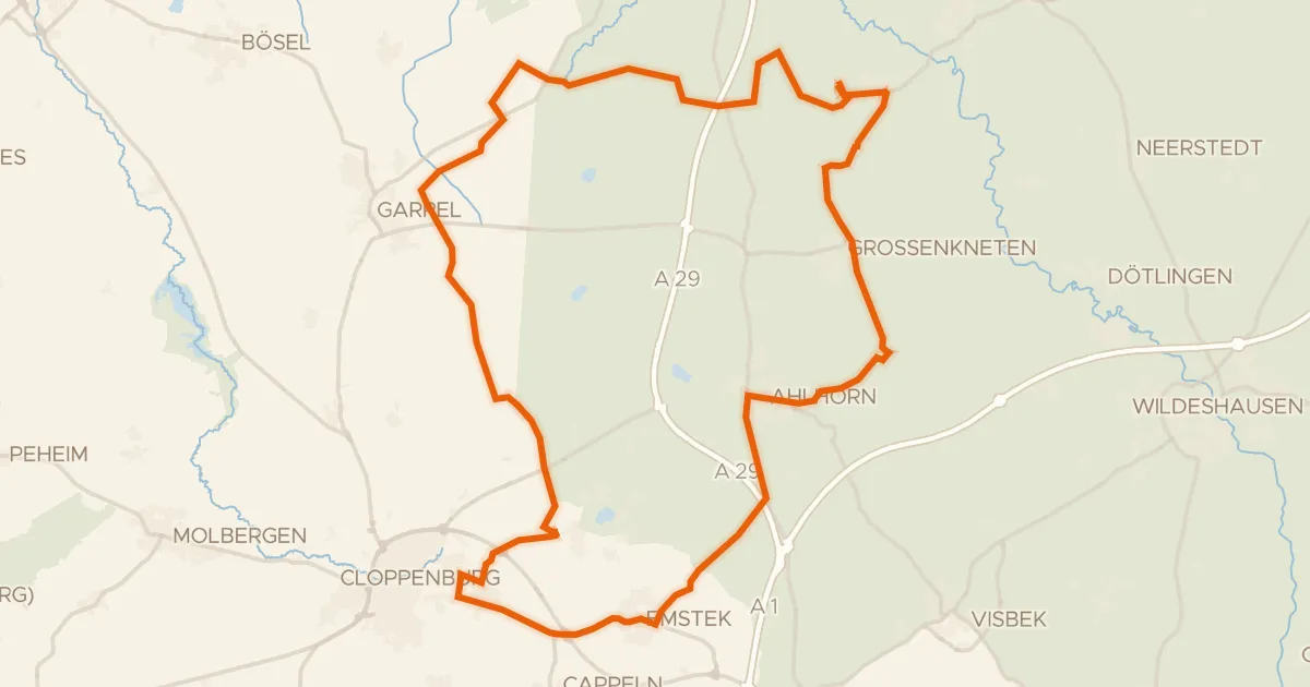 Kaart van de fietsroute Rondje Döhler Wehe en Lethe