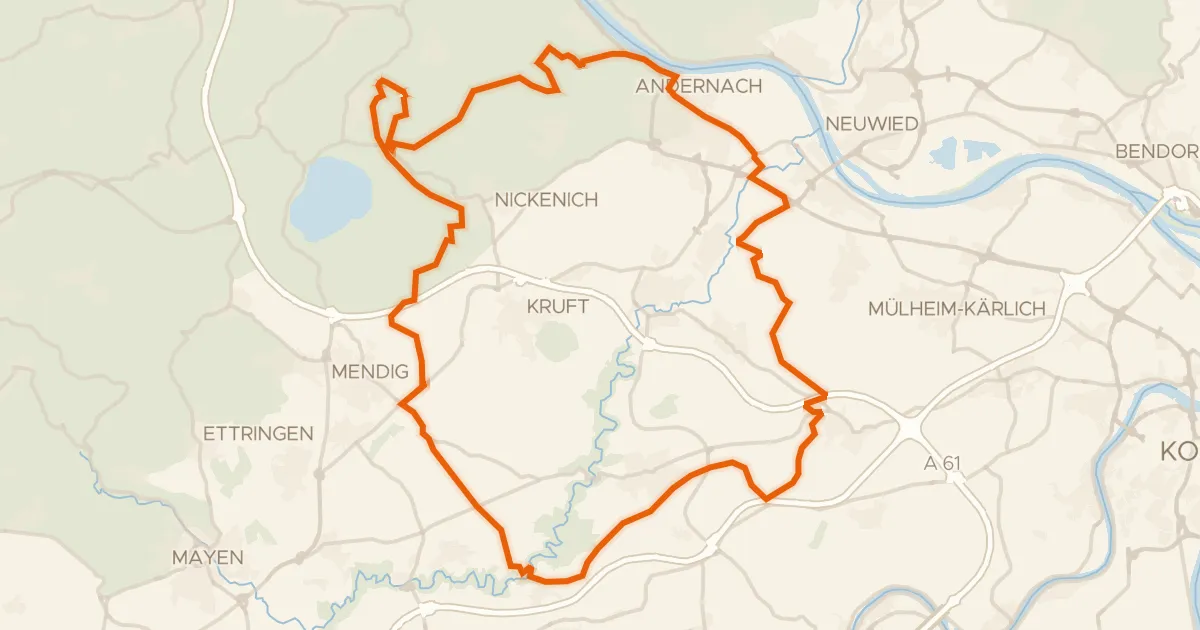Kaart van de fietsroute Rondje Karmelenberg en Namedyer Werth
