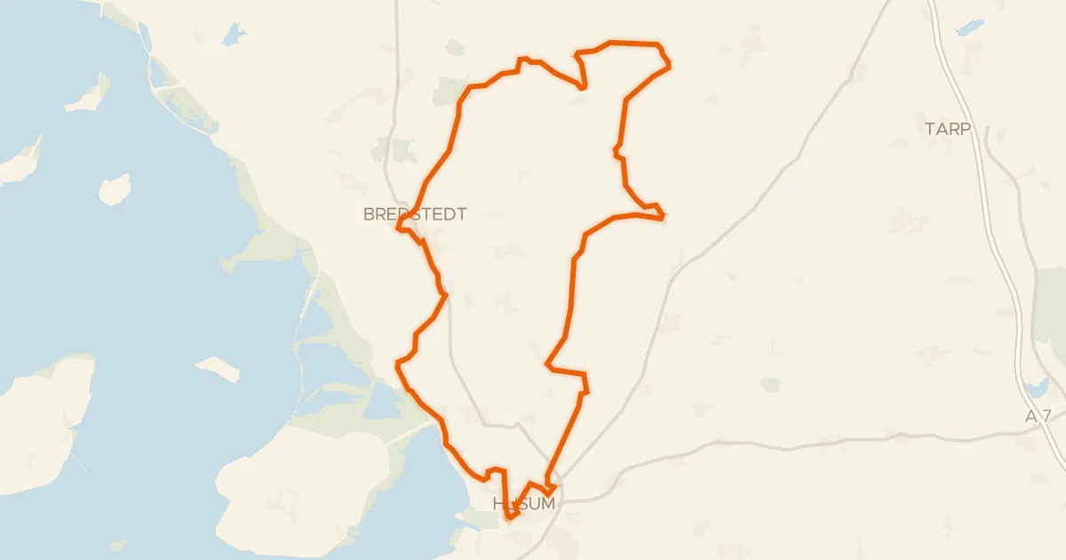 Kaart van de fietsroute Rondje Schloss vor Husum en Beltringharder Koog