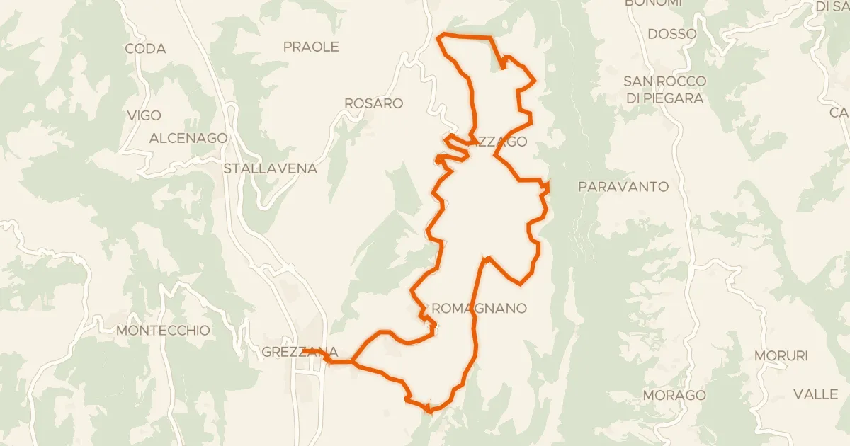 Kaart van de fietsroute Giro in bici dei monti Castello e Santa Viola