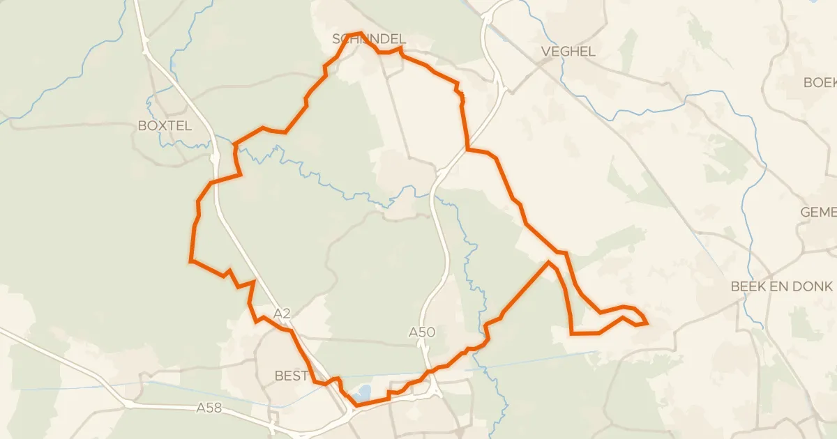Kaart van de fietsroute Rondje Catharina en De Geelders