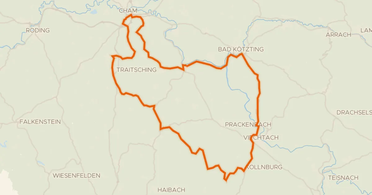 Map of the cycling route Rondje Schloss Miltach en Kollnburg