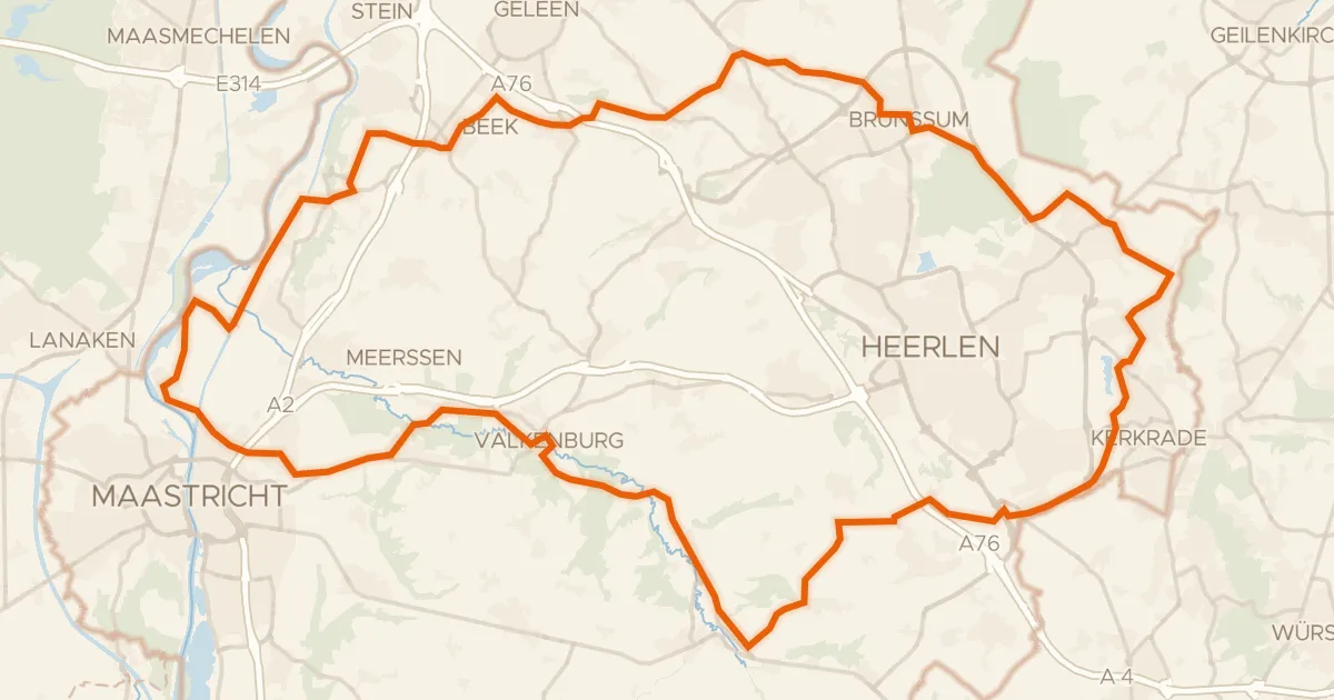 Map of the cycling route Rondje Kasteel Valkenburg en Grensmaas