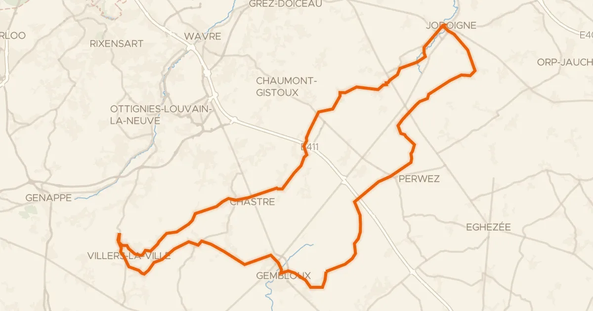 Map of the cycling route À vélo vers les Abbayes