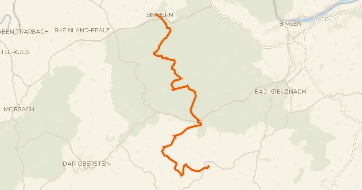 Kaart van de fietsroute Schinderhannes-Glan-Tour