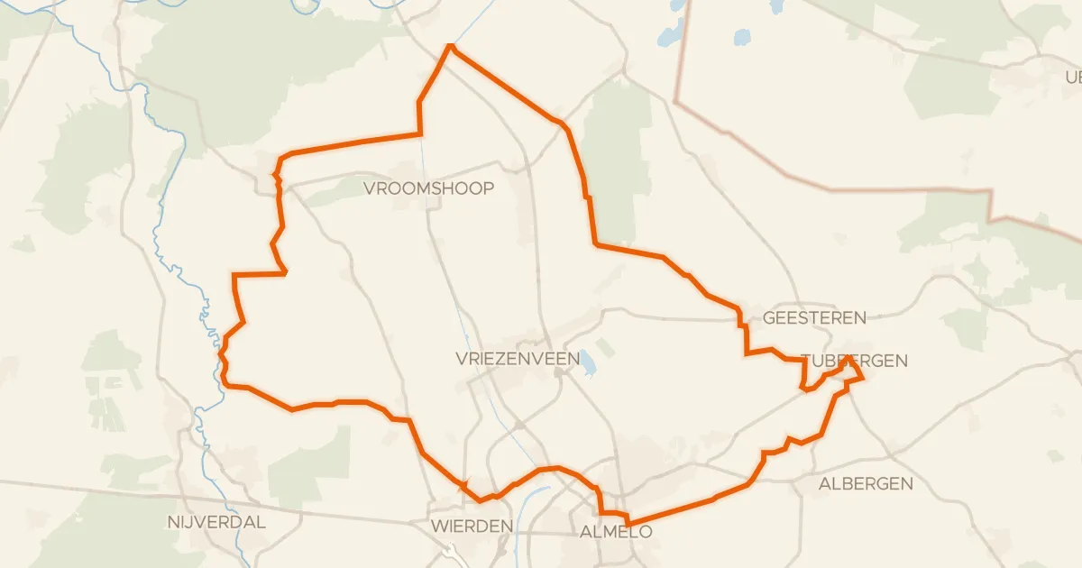 Kaart van de fietsroute Rondje Engbertsdijksvenen en Midden Regge