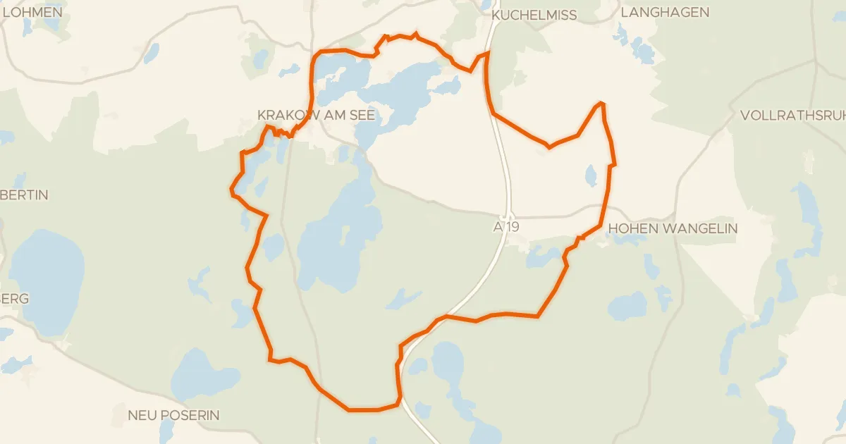 Map of the cycling route Rondje Nebel en Drewitzer See mit Lübowsee und Dreiersee